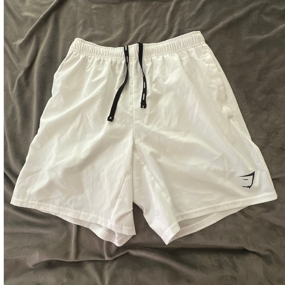 Gymshark Shorts Mens Small White Arrival Athletic Linerless Drawstring Gym